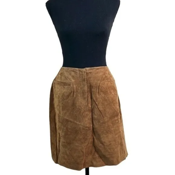 Marsh Landing Vintage Genuine Suede Mini Skirt Camel Size 12