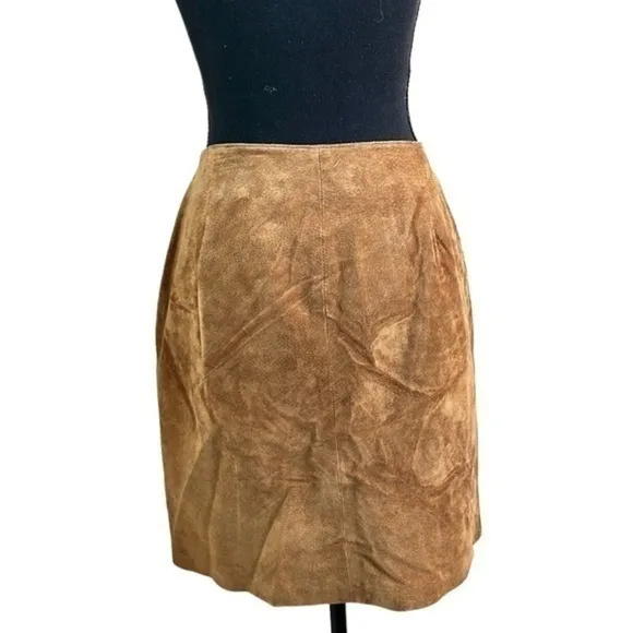 Marsh Landing Vintage Genuine Suede Mini Skirt Camel Size 12