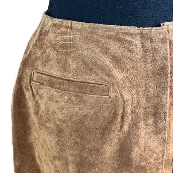 Marsh Landing Vintage Genuine Suede Mini Skirt Camel Size 12