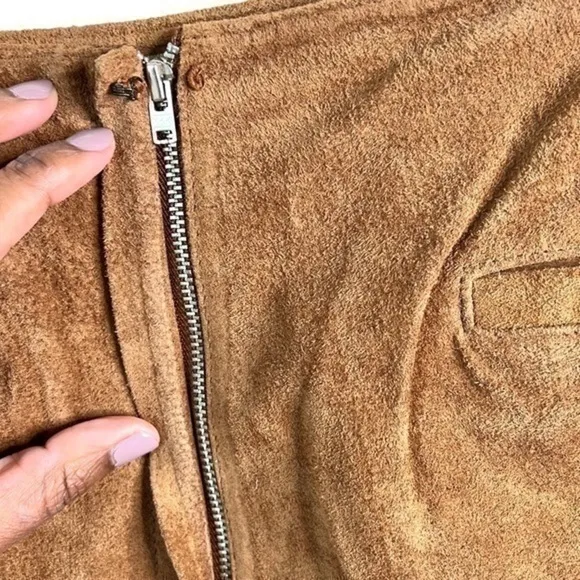 Marsh Landing Vintage Genuine Suede Mini Skirt Camel Size 12
