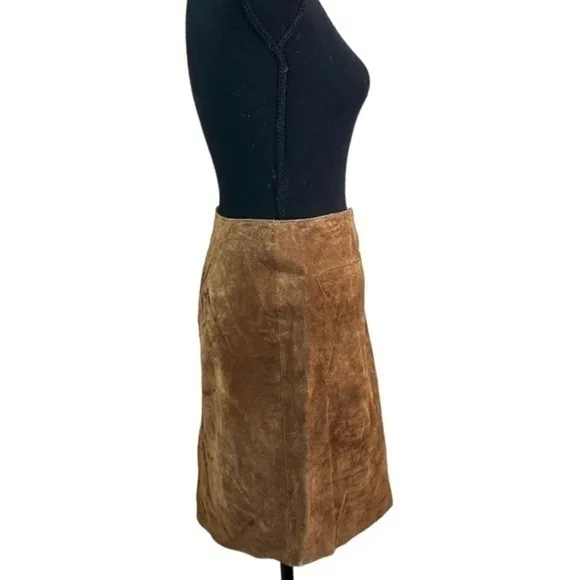 Marsh Landing Vintage Genuine Suede Mini Skirt Camel Size 12