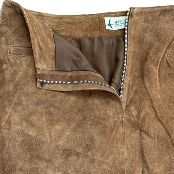 Marsh Landing Vintage Genuine Suede Mini Skirt Camel Size 12