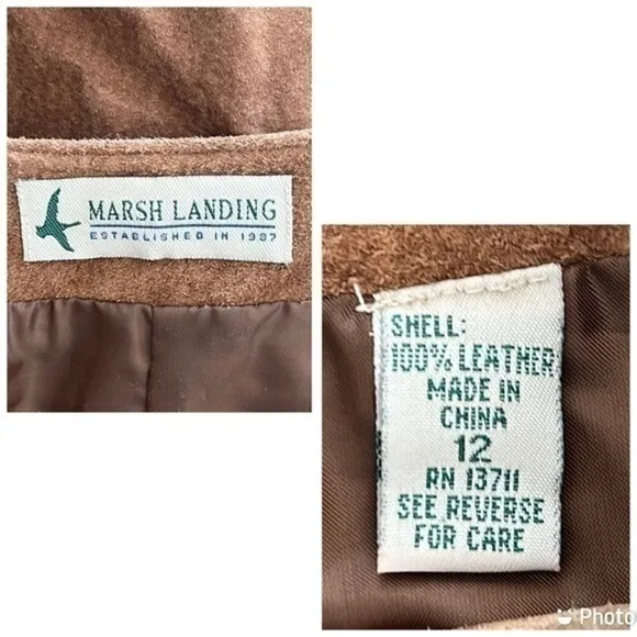 Marsh Landing Vintage Genuine Suede Mini Skirt Camel Size 12