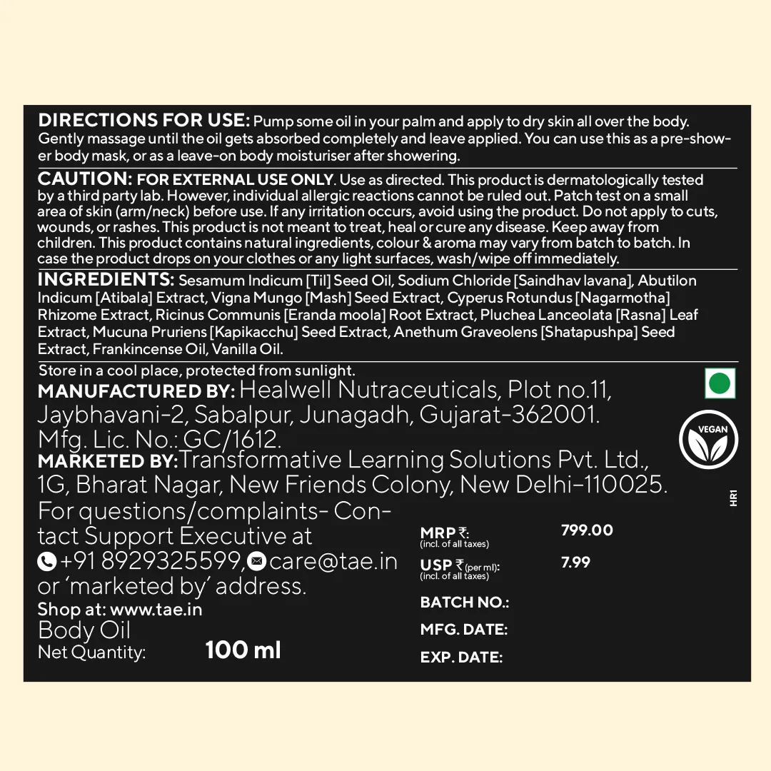 Mashaya Black Dal Body Moisturiser For Dry, Flaky Skin