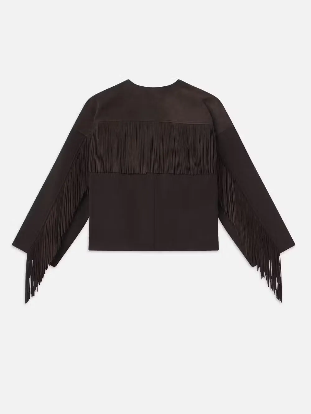 Mix Suede Fringe Coat