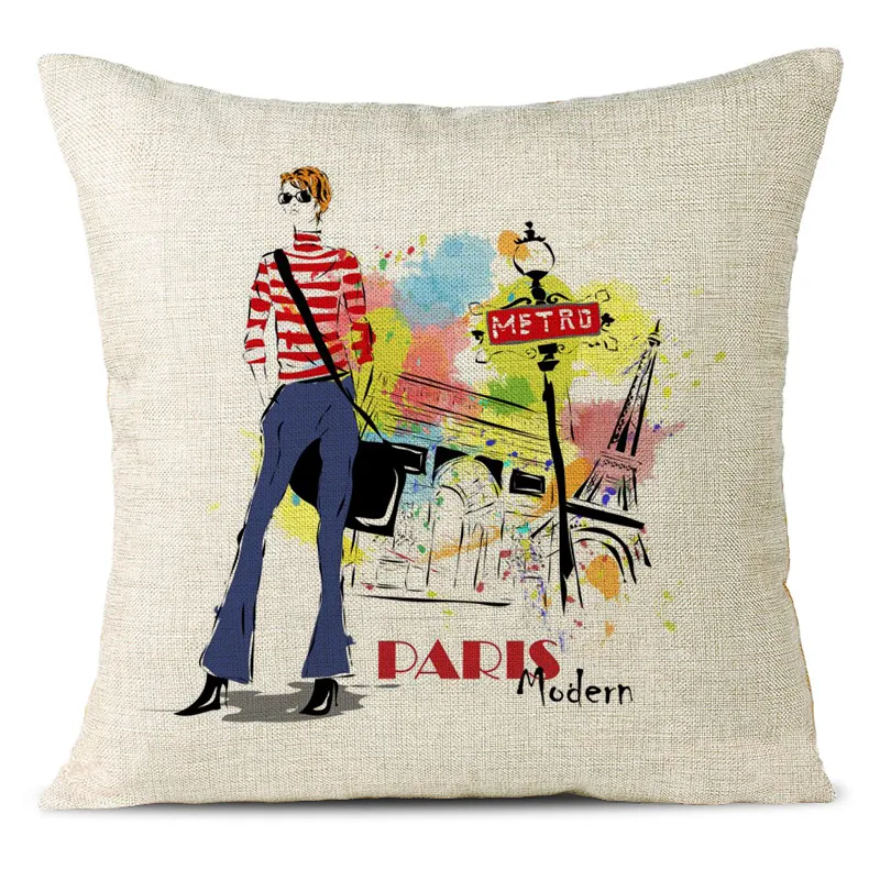 Modern Girl Linen Pillowcase