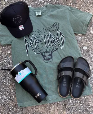 Moss Green {DEF TIRED} Rockstar Moss Green Crew Neck Tee