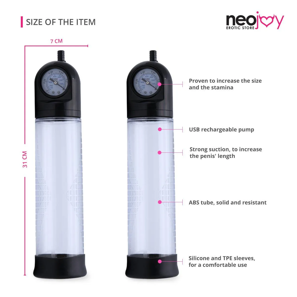 Neojoy Sexual Enhancer TPE Male Penis Pump With Guage