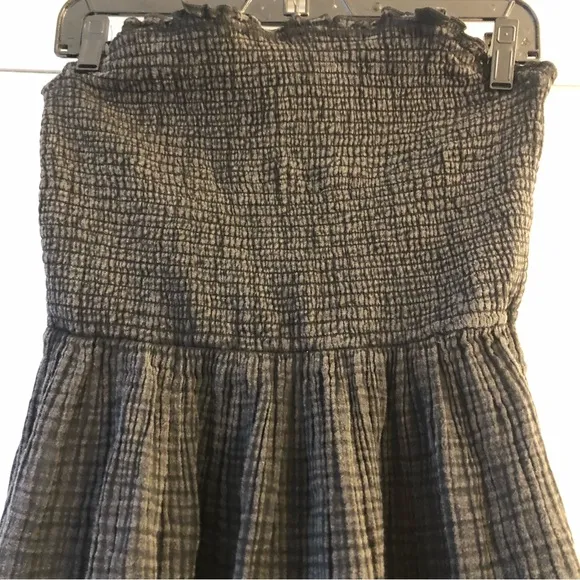New ANTHROPOLOGIE Marisol Strapless Smocked Tiered Mini Dress Black S