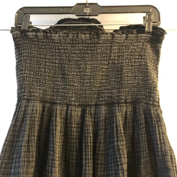 New ANTHROPOLOGIE Marisol Strapless Smocked Tiered Mini Dress Black S