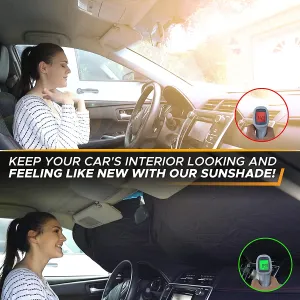 NEW EcoNour Car Windshield Sun Shade with Storage Pouch | Durable material for UV rays and heat protection | Car Interior Accessories for Sun Heat