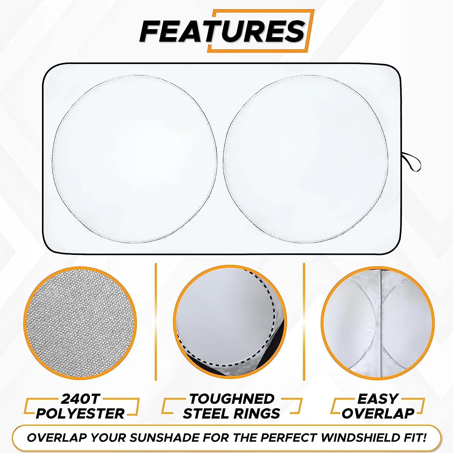 NEW EcoNour Car Windshield Sun Shade with Storage Pouch | Durable material for UV rays and heat protection | Car Interior Accessories for Sun Heat