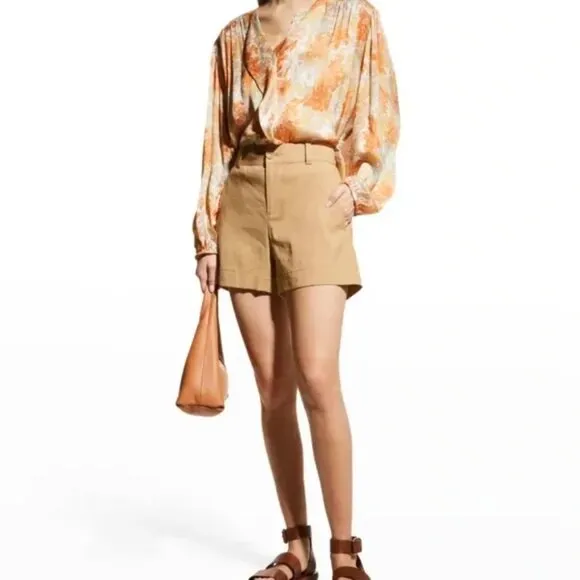 NEW Vince Casual Linen Shorts in Almond Beige, Size 12
