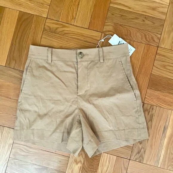 NEW Vince Casual Linen Shorts in Almond Beige, Size 12