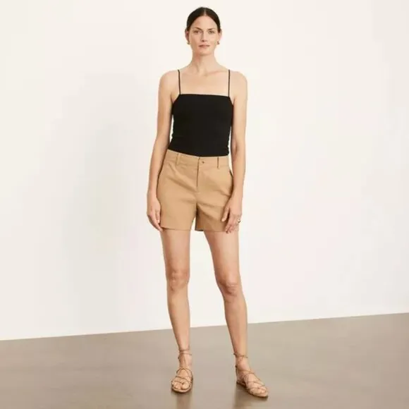 NEW Vince Casual Linen Shorts in Almond Beige, Size 12