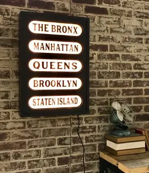 New York 5 Borough Train Station Lighted Sign