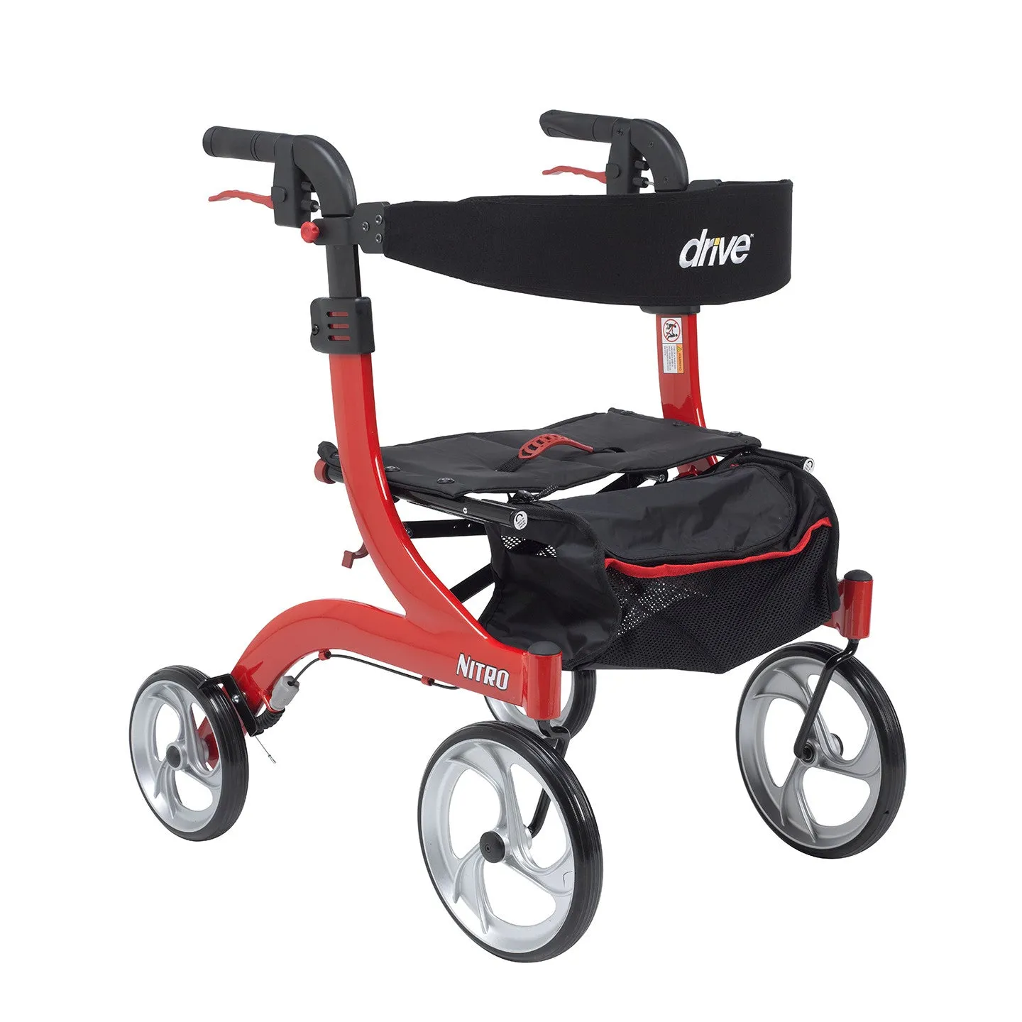 Nitro Aluminum Rollator, Hemi Height, 10" Casters