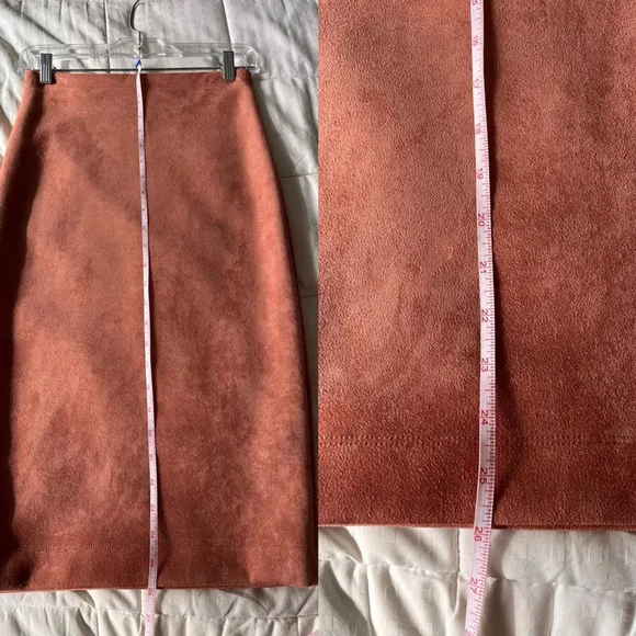 NWT BCBGMAXAZRIA Lyric Faux Suede Pencil Skirt XS Rose Dawn