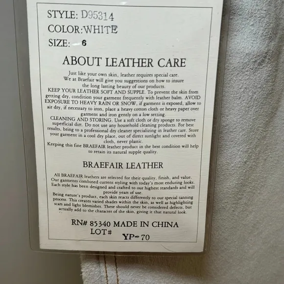 NWT Braefair Leather white suede leather skirt size 6 Style D95314