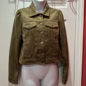 NWT Kut From The Kloth Women's Brown Matilda Crop Faux Suede Jacket size XS