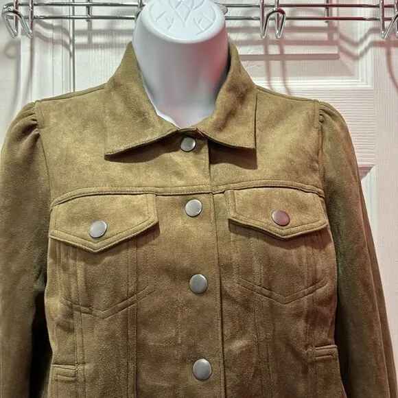 NWT Kut From The Kloth Women's Brown Matilda Crop Faux Suede Jacket size XS