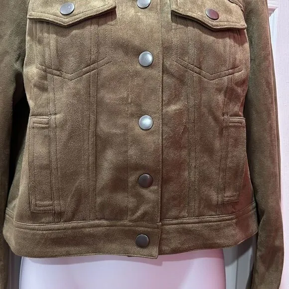 NWT Kut From The Kloth Women's Brown Matilda Crop Faux Suede Jacket size XS