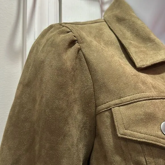NWT Kut From The Kloth Women's Brown Matilda Crop Faux Suede Jacket size XS