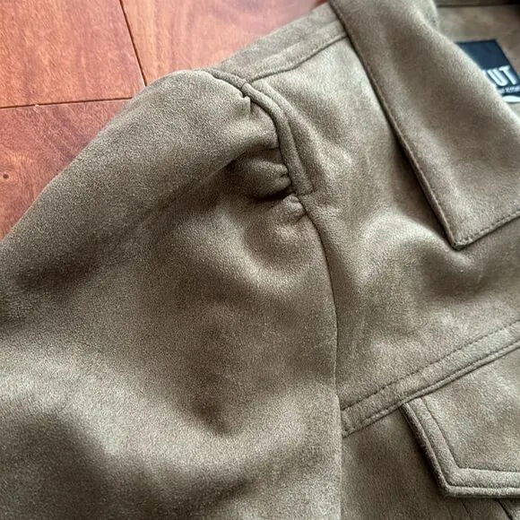 NWT Kut From The Kloth Women's Brown Matilda Crop Faux Suede Jacket size XS