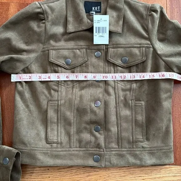 NWT Kut From The Kloth Women's Brown Matilda Crop Faux Suede Jacket size XS