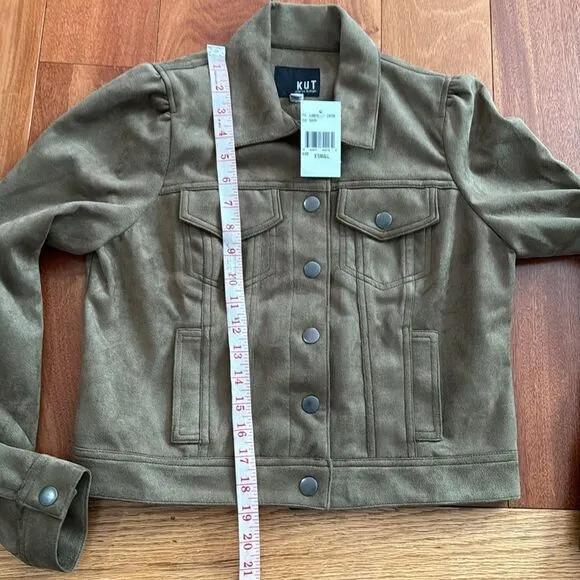 NWT Kut From The Kloth Women's Brown Matilda Crop Faux Suede Jacket size XS