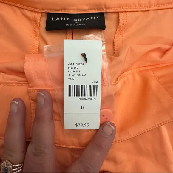 NWT Lane Bryant High Waist Orange Shorts with Pleats Size 18