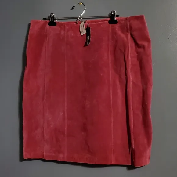 NWT Lane Bryant Size 18 Pink 100% Suede Skirt At Knee Washable Business Office