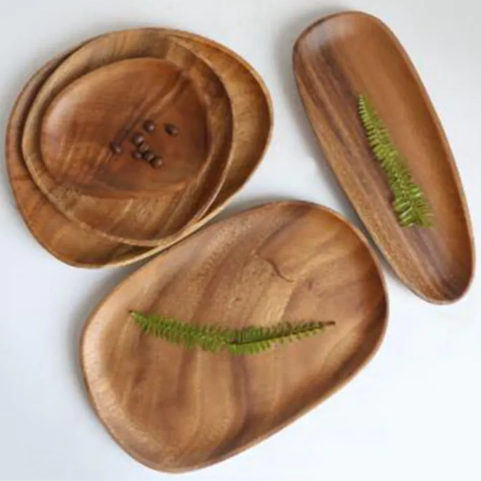 Oblong Hard Wood Snack Tray