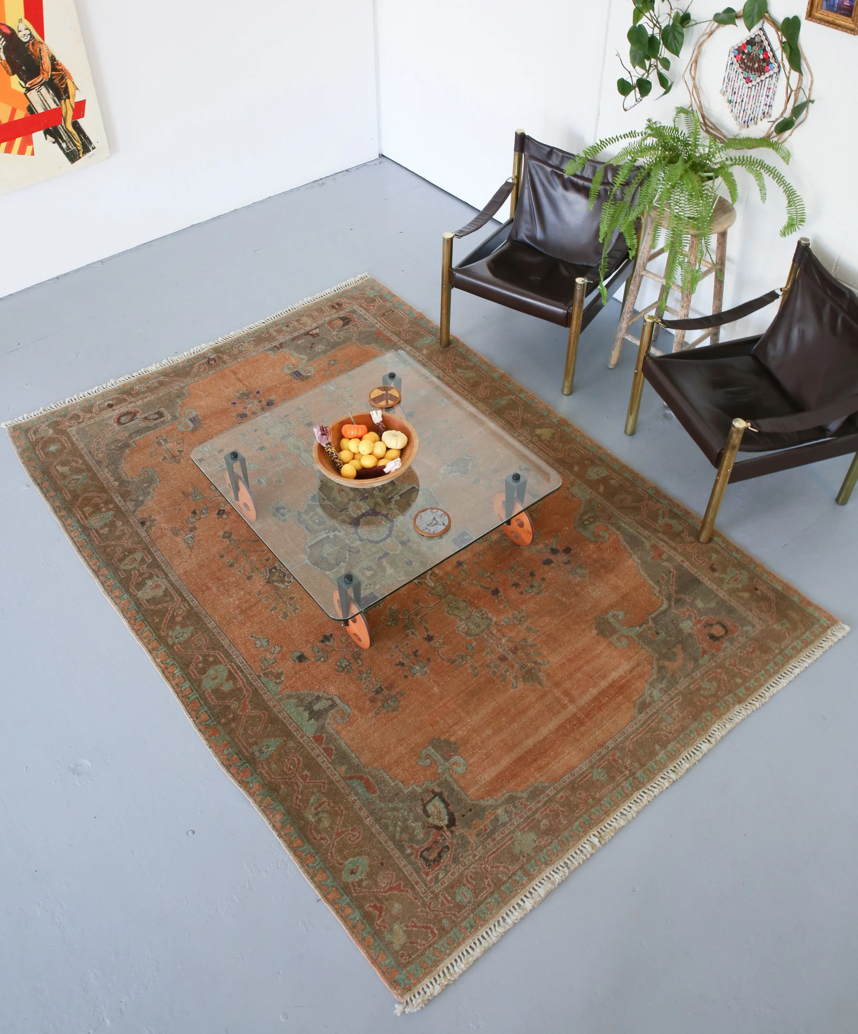 Old Turkish Anatolian Rug 6ftx8.6ft