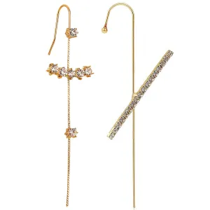 Pack Of 2 Gold Plated Zircon Studded And Cross Ear Cuff