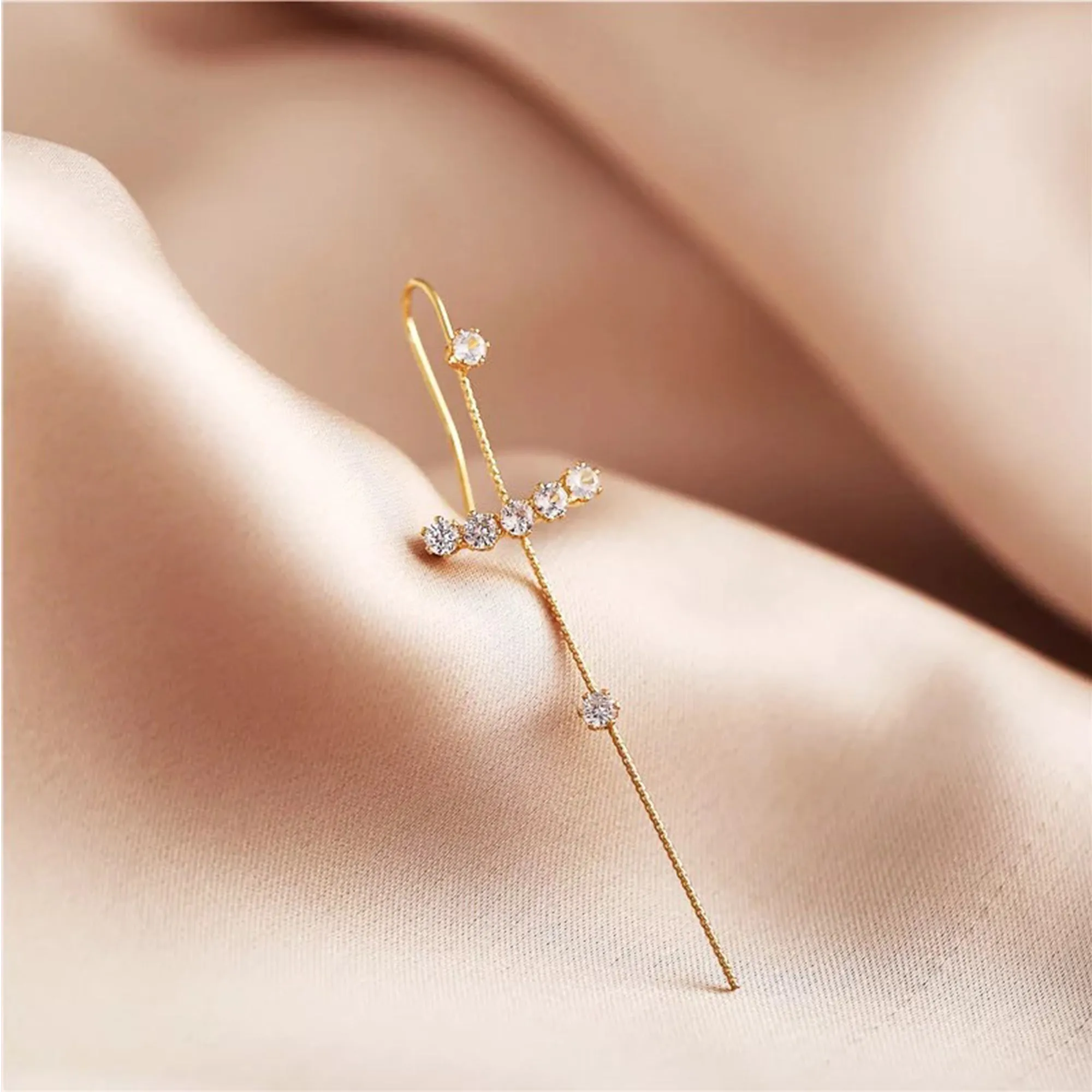 Pack Of 2 Gold Plated Zircon Studded And Cross Ear Cuff