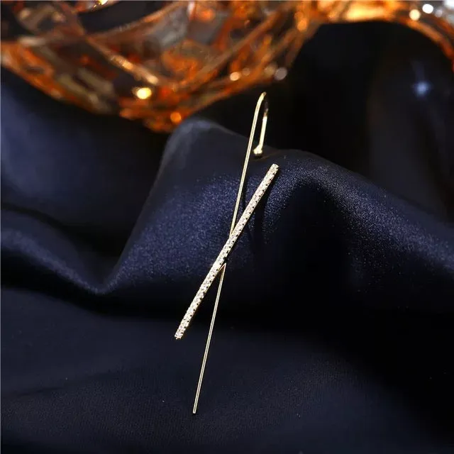 Pack Of 2 Gold Plated Zircon Studded And Cross Ear Cuff