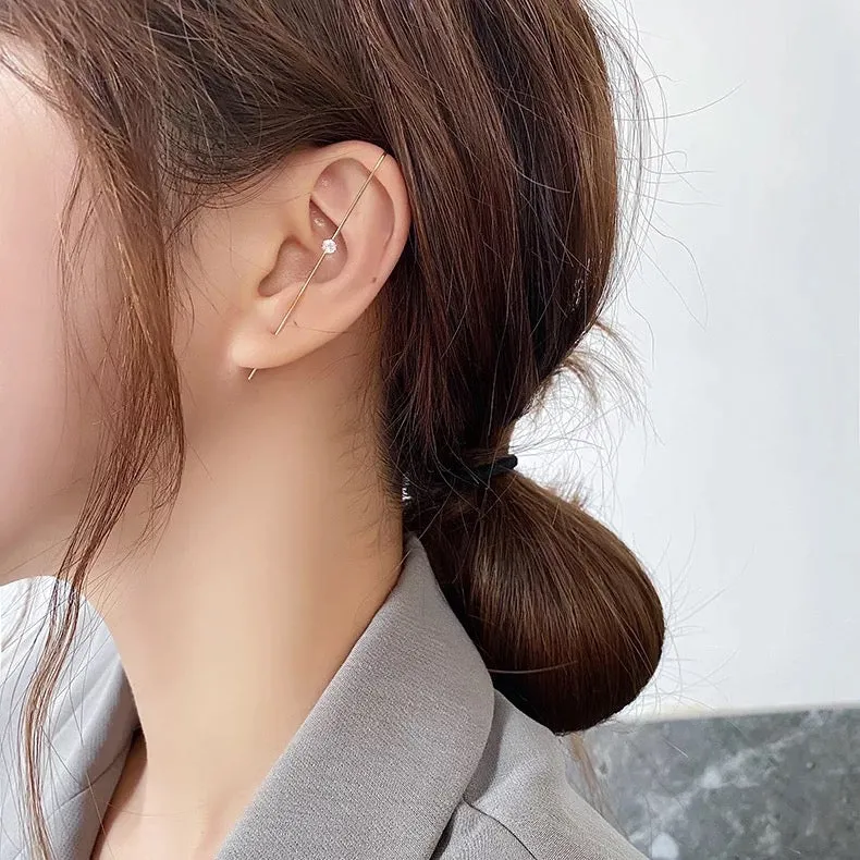 Pack Of 2 Gold Plated Zircon Studded Leaf Ear Cuff