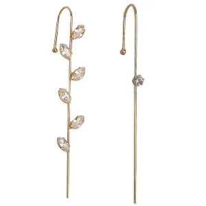 Pack Of 2 Gold Plated Zircon Studded Leaf Ear Cuff