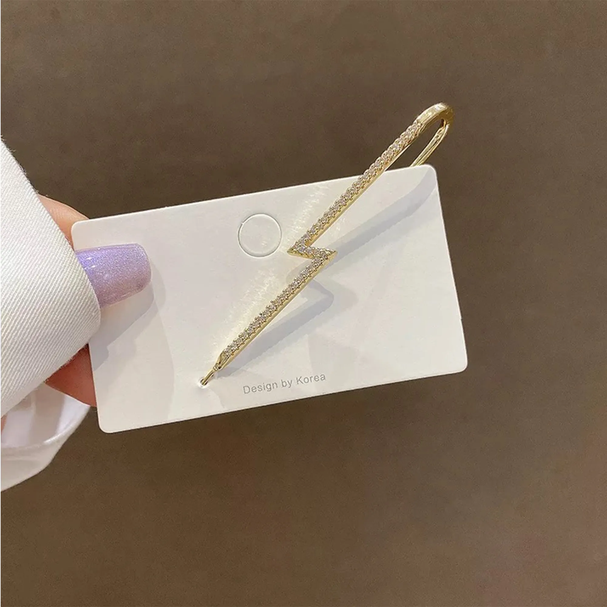Pack Of 3 Zircon Studded And Thunderbolt Ear Cuff