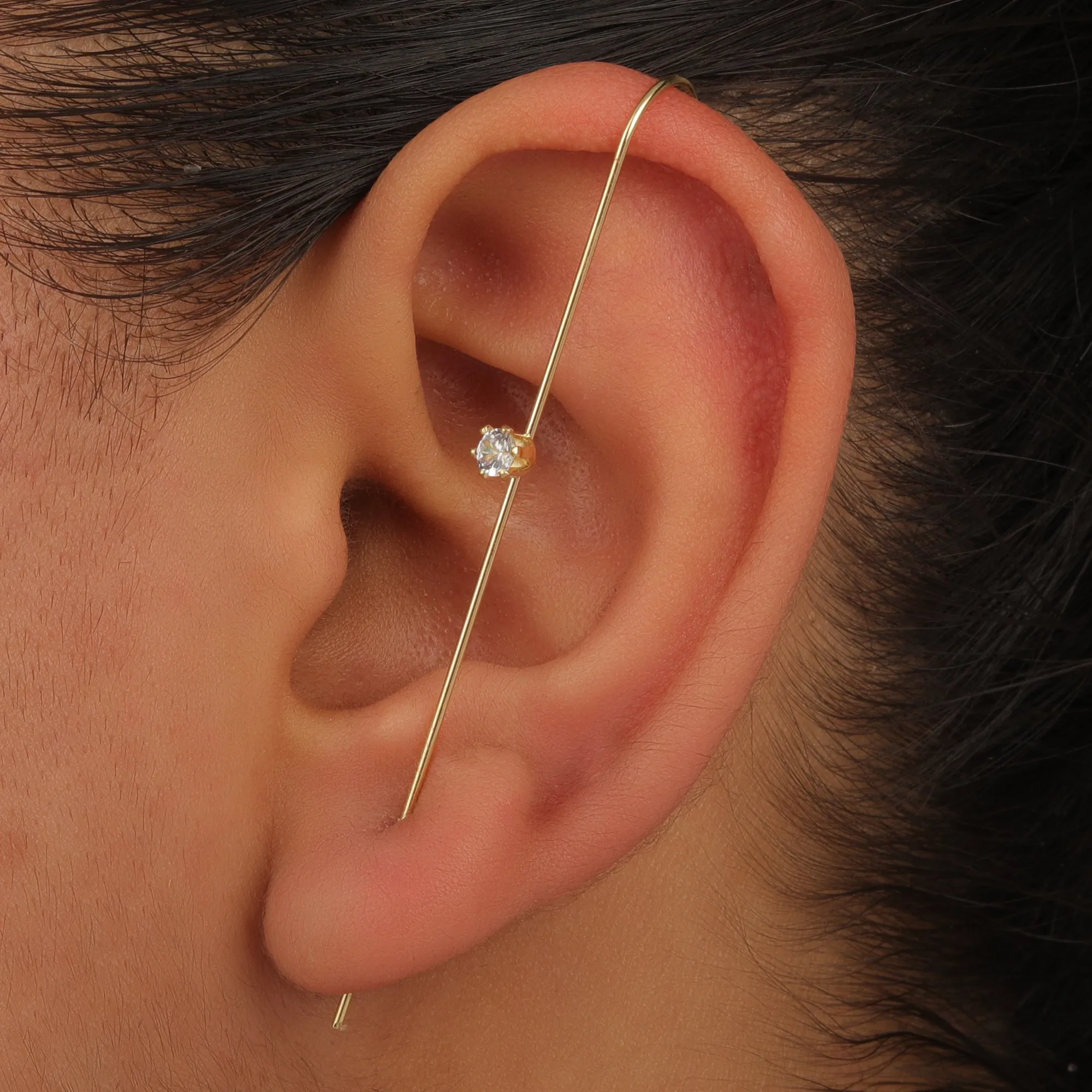 Pack Of 3 Zircon Studded And Thunderbolt Ear Cuff