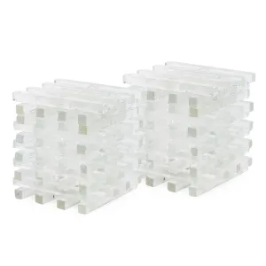 Pair Of Glass Cube Lamps