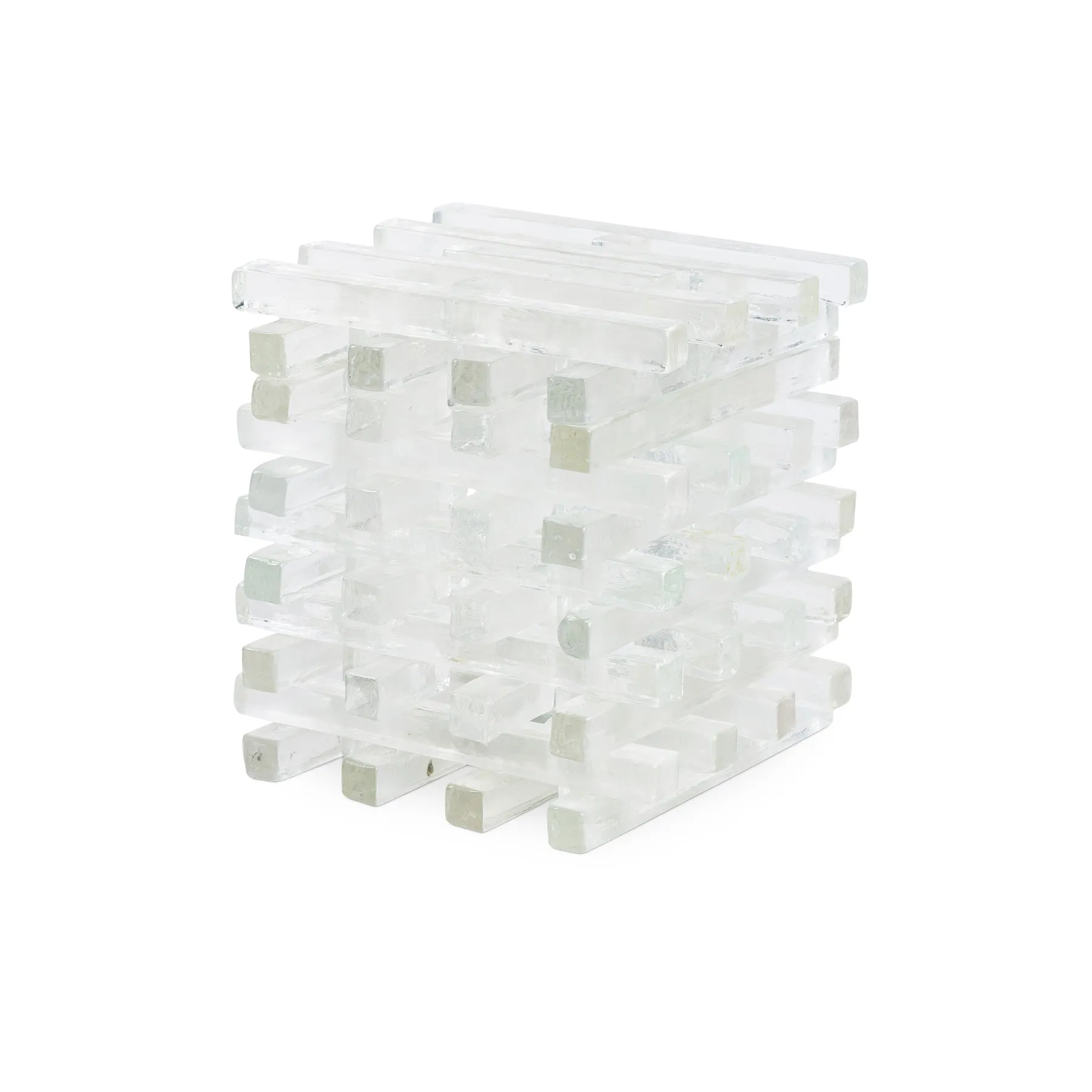 Pair Of Glass Cube Lamps
