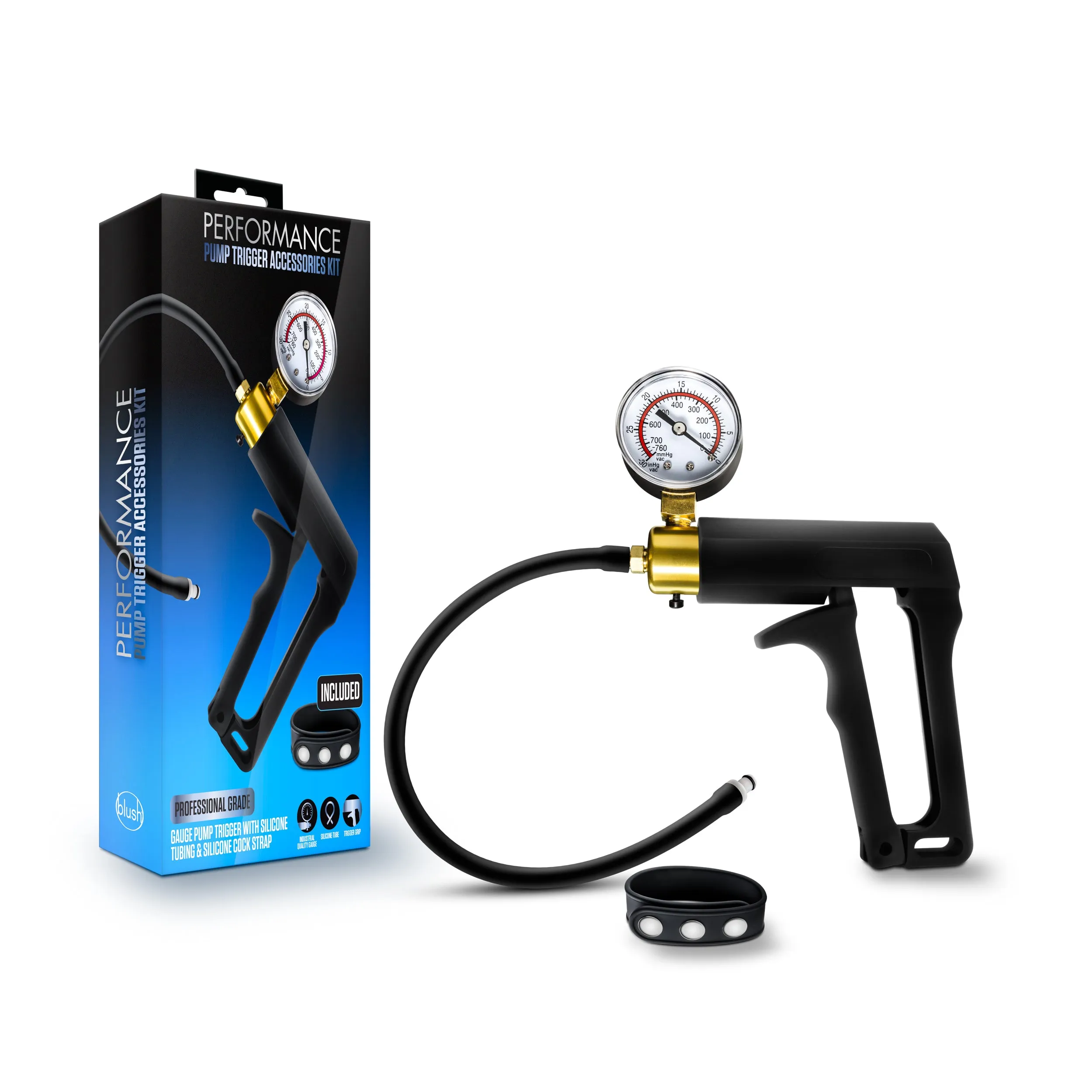 Performance - Gauge Pump Trigger With Silicone  Tubing and Silicone Cock Strap - Black