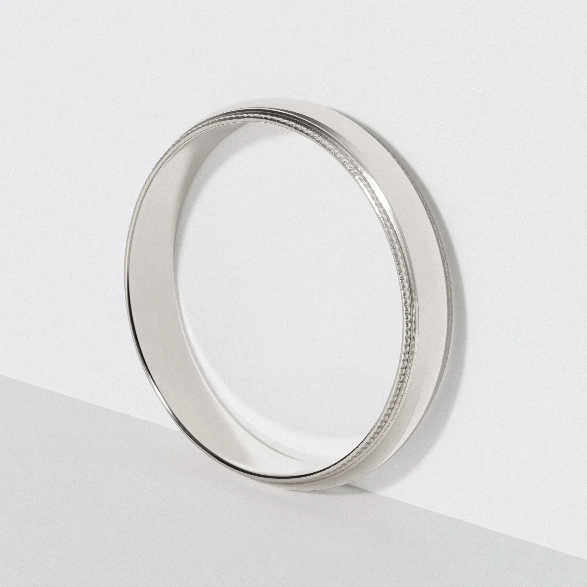 Platinum Classic Milgrain Wedding Band - Polished 4mm