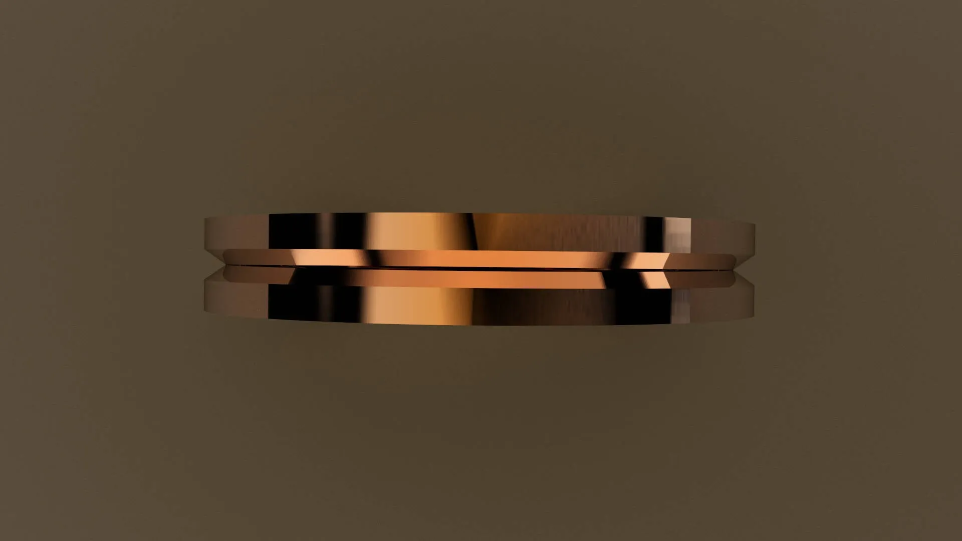 Polished Rose Gold 3mm Center V Groove Wedding Band