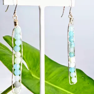 "Get In Line" 2.5" Earrings - Amazonite, Sterling Hooks
