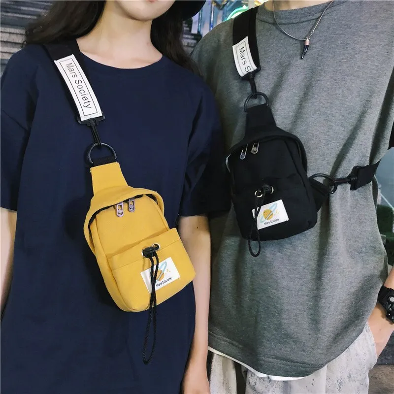 "MARS SOCIETY" Sacoche bandoulière Jaune Streetwear - URB1™