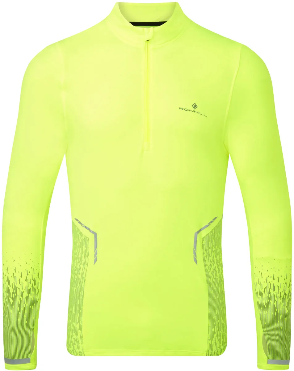 Ronhill Tech Reflect Half Zip Long Sleeve Mens Running Top - Yellow