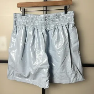 RONNY KOBO Elena Faux Leather Shorts in Pastel Blue Size Large